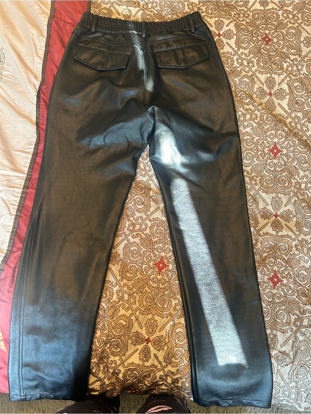 Men's Black Faux Leather Pants - Classic Straight Fit